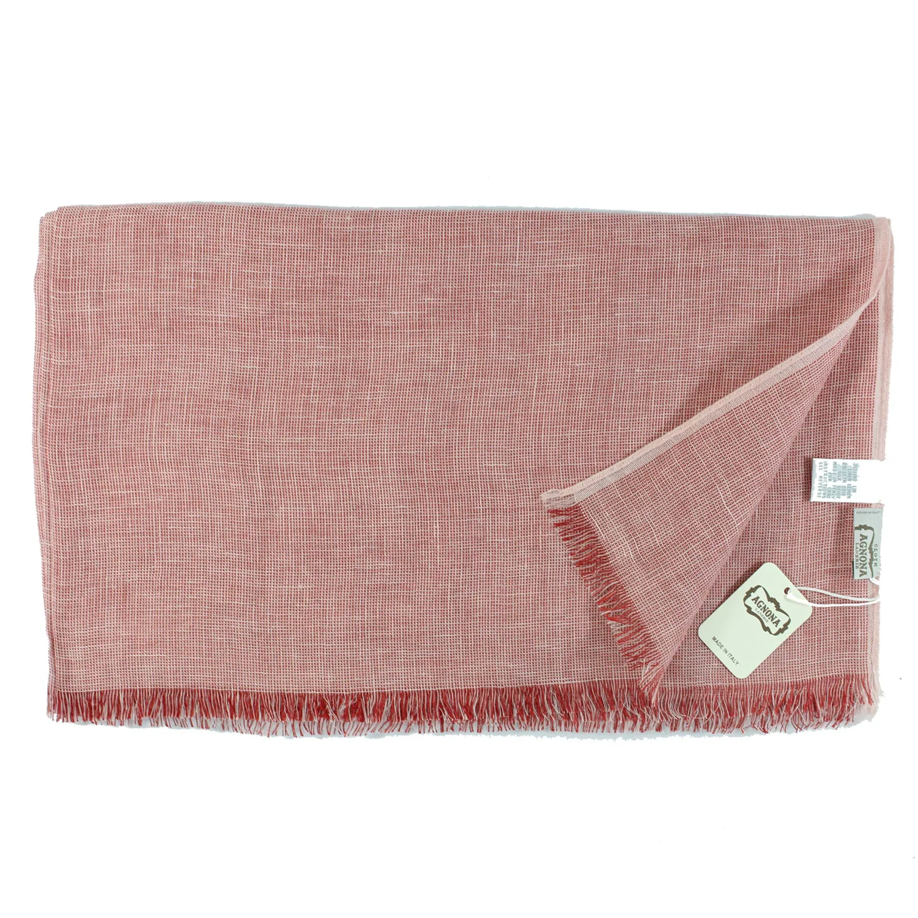 Agnona Scarf Red Light Gray Design - Luxury Linen Shawl SALE