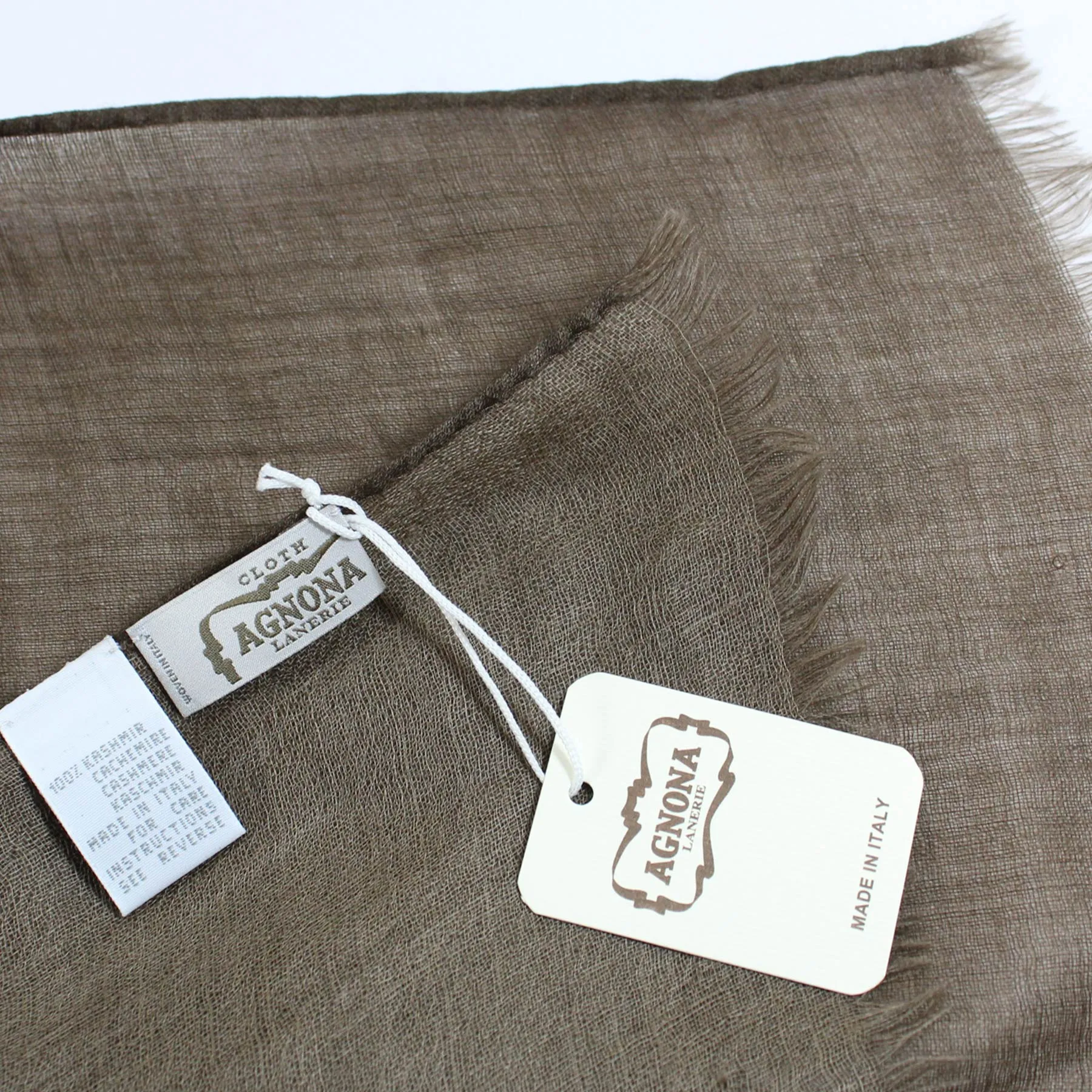 Agnona Scarf Taupe Brown - Luxury Cashmere Silk Shawl