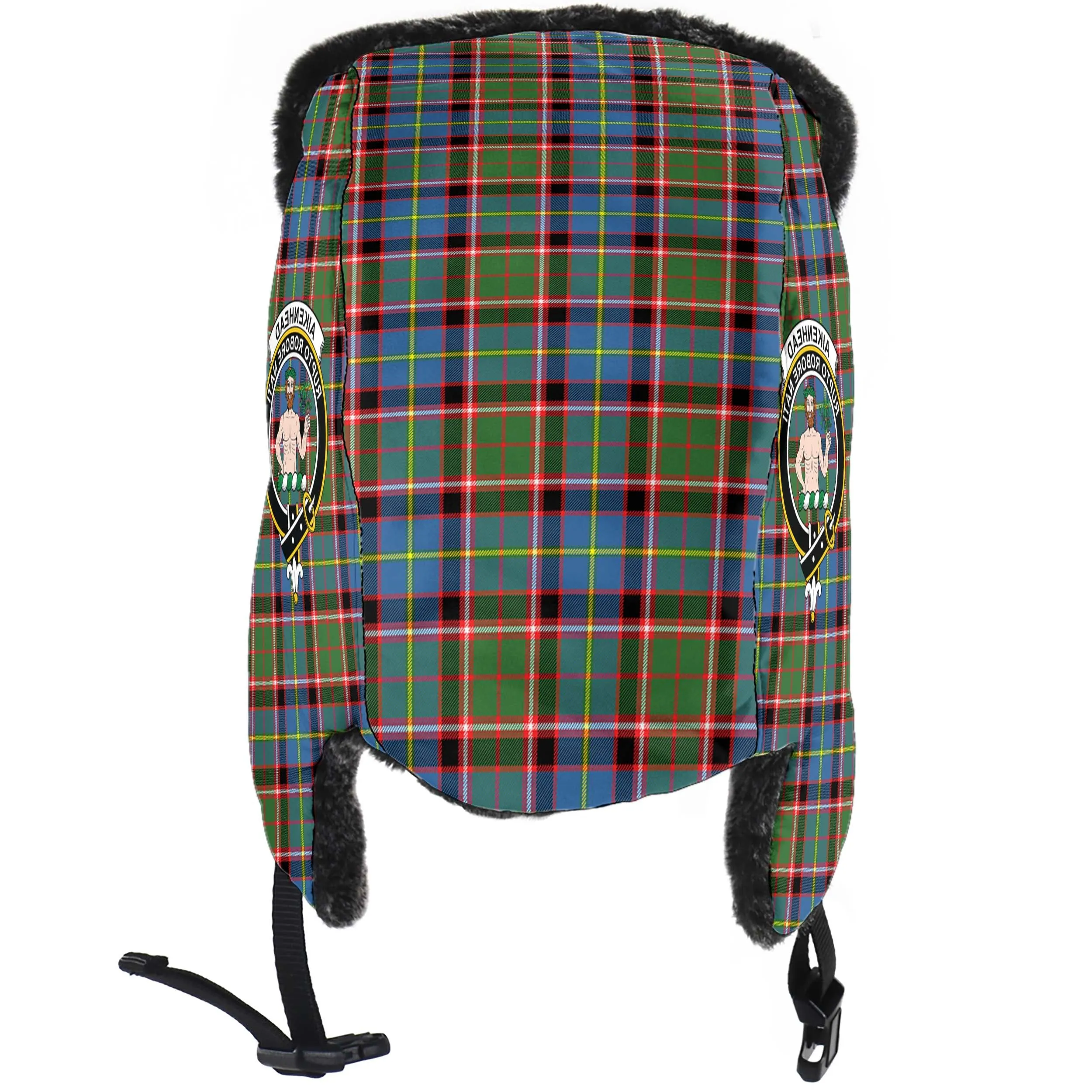 Aikenhead Tartan Winter Trapper Hat with Family Crest