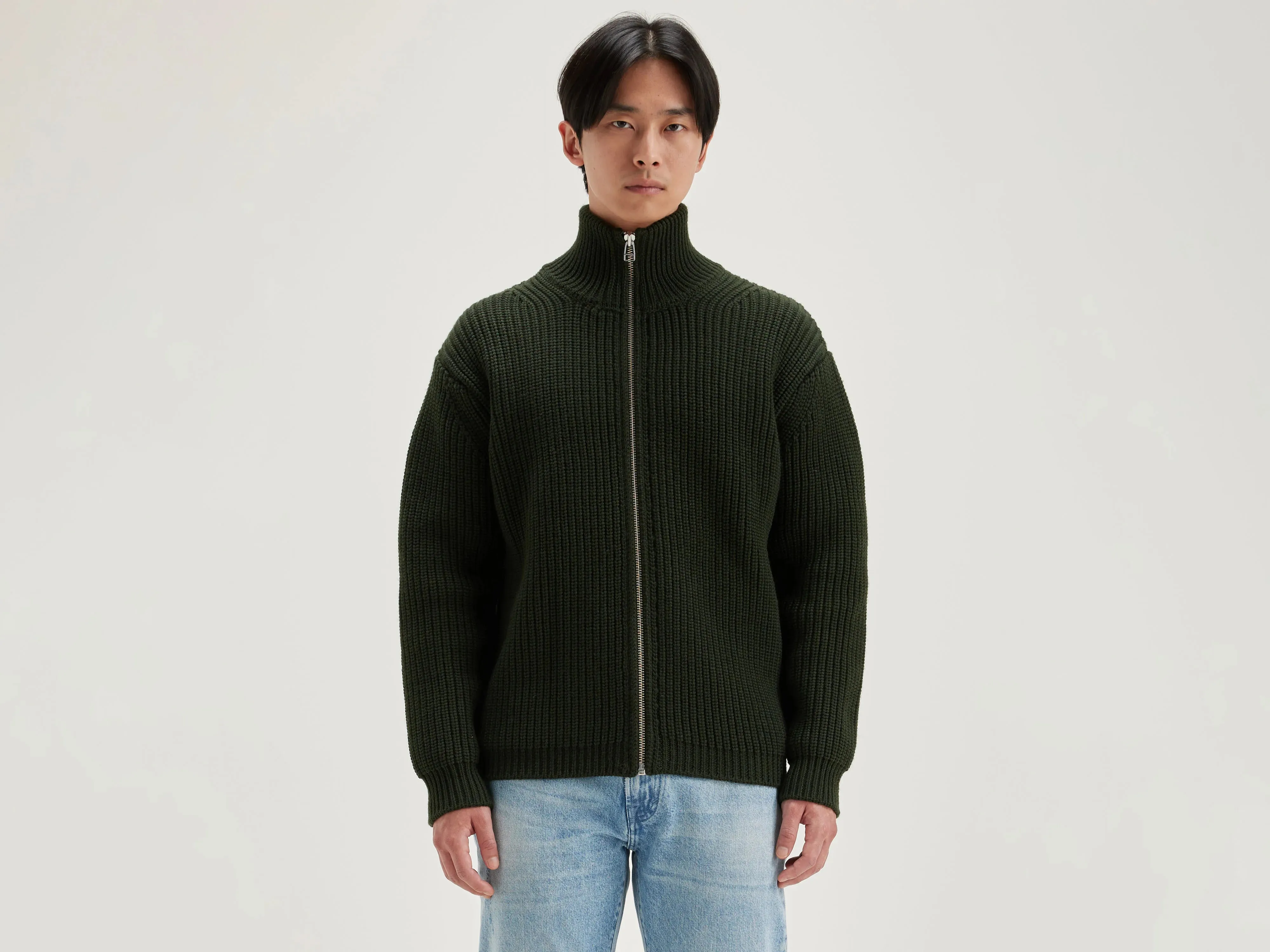 Allip zip-up cardigan (242 / M / DARK OLIVE)