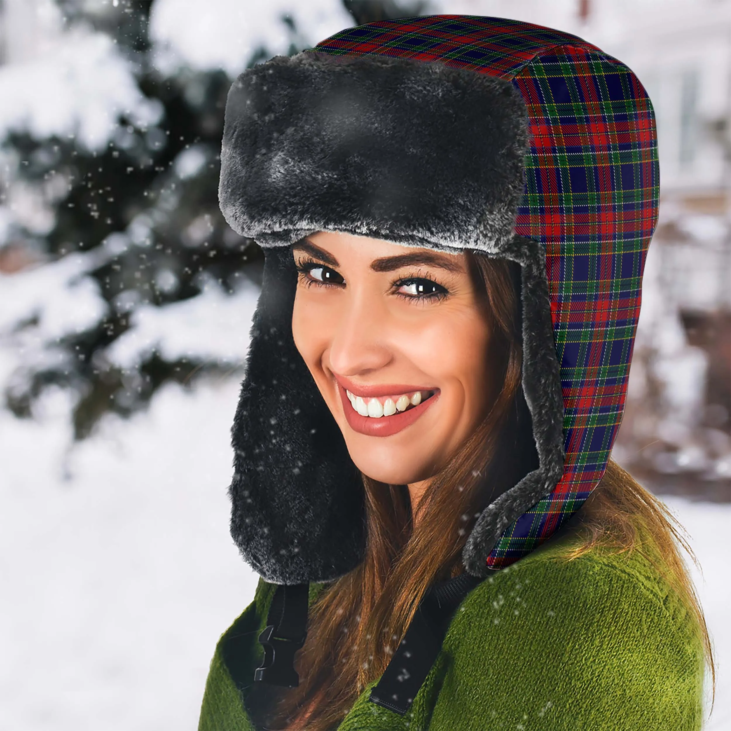 Allison Red Tartan Winter Trapper Hat