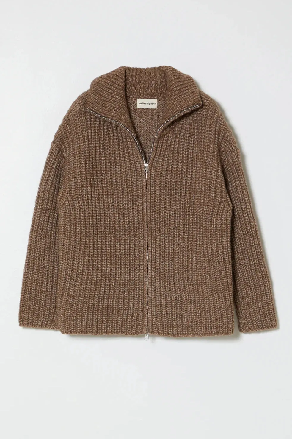 Alpaca Rib Cardigan, Brown