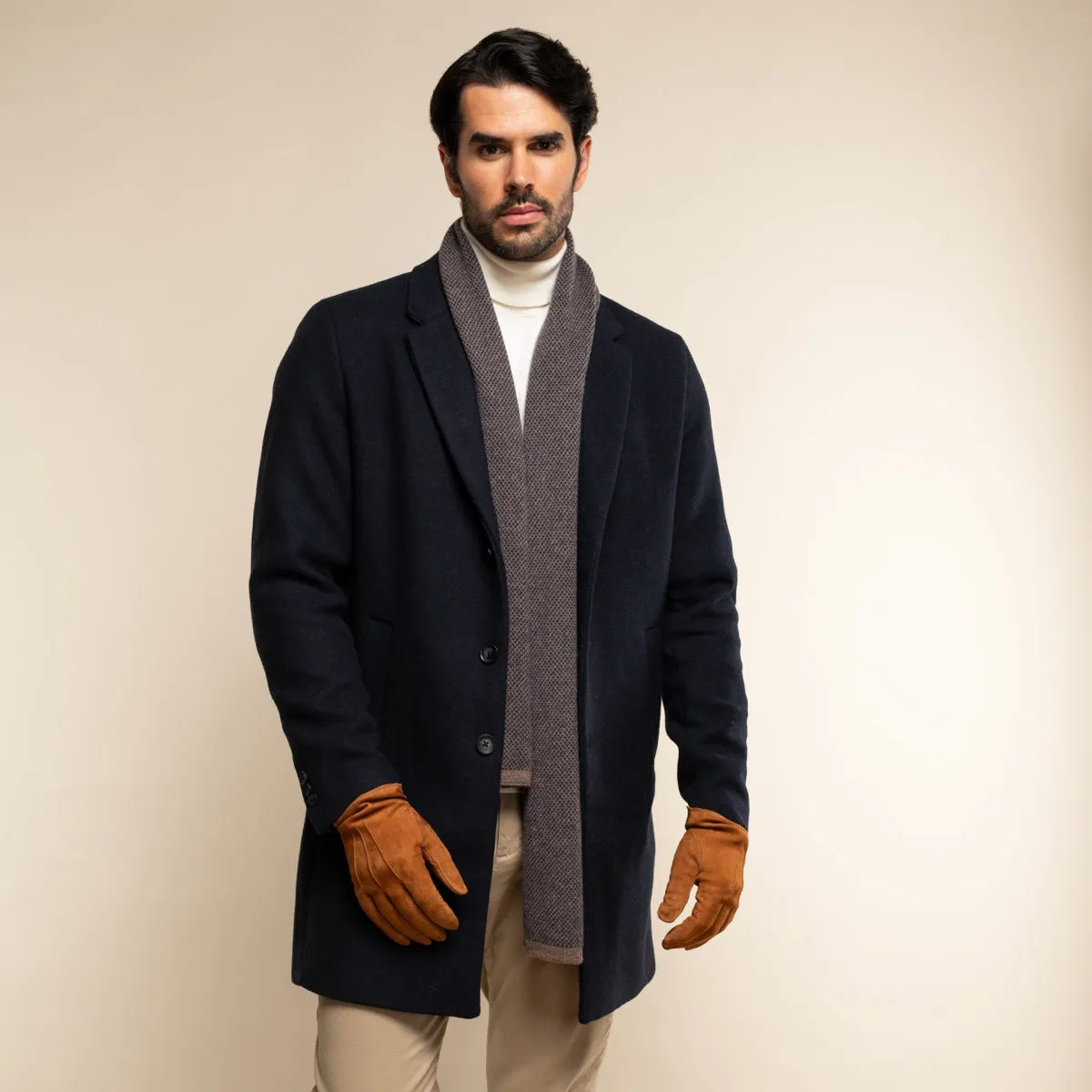 Angelo (cognac) - suede leather gloves with luxurious cashmere lining