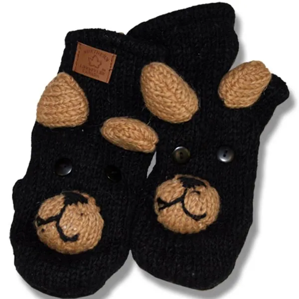 Animal Mittens for Men and Women. 100% Wool with fleece lining. handmade in Nepal.