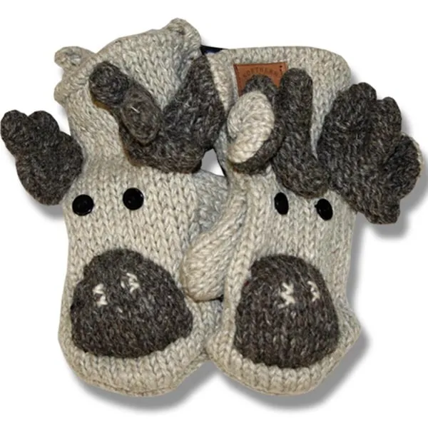 Animal Mittens for Men and Women. 100% Wool with fleece lining. handmade in Nepal.