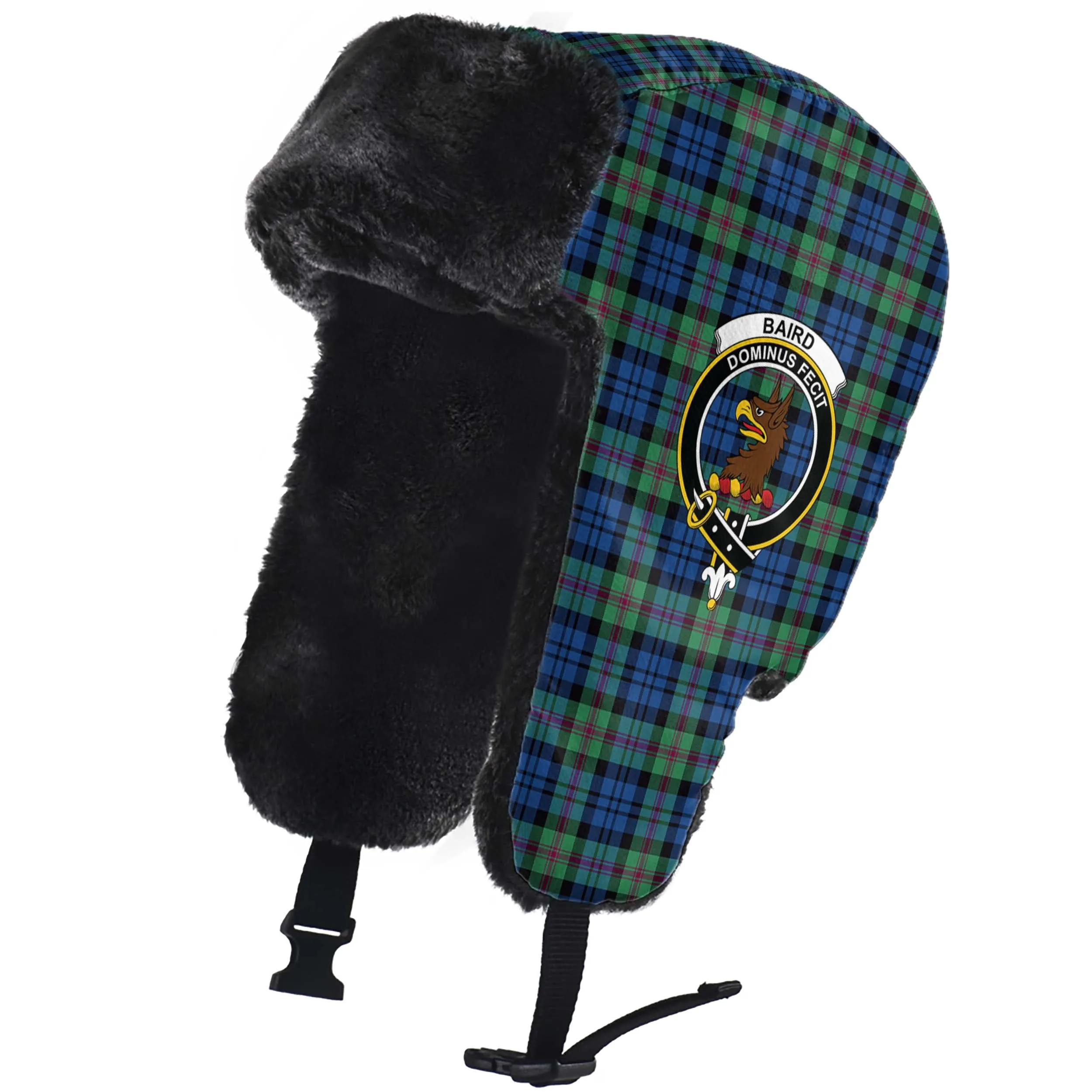 Baird Ancient Tartan Winter Trapper Hat with Family Crest