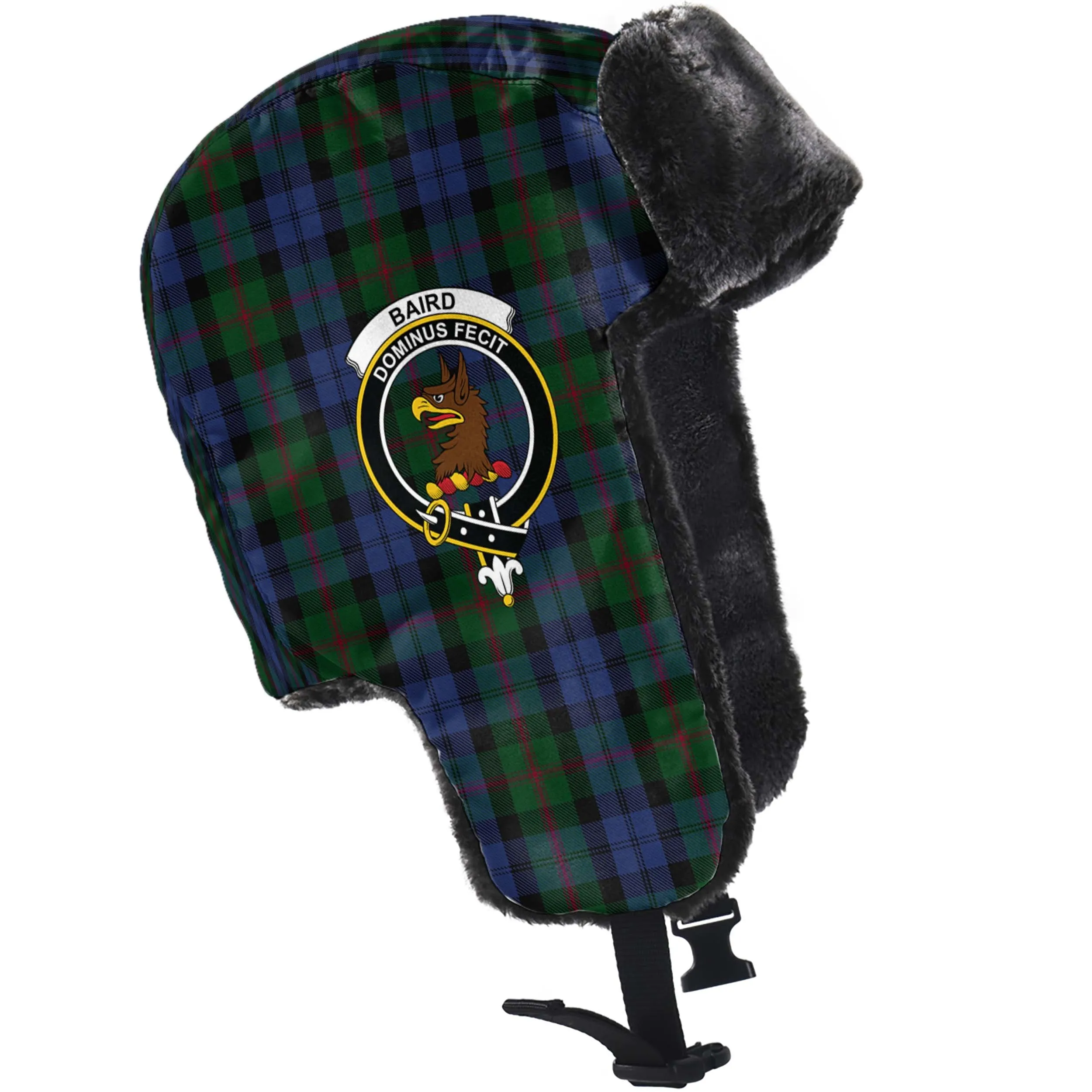 Baird Tartan Winter Trapper Hat with Family Crest