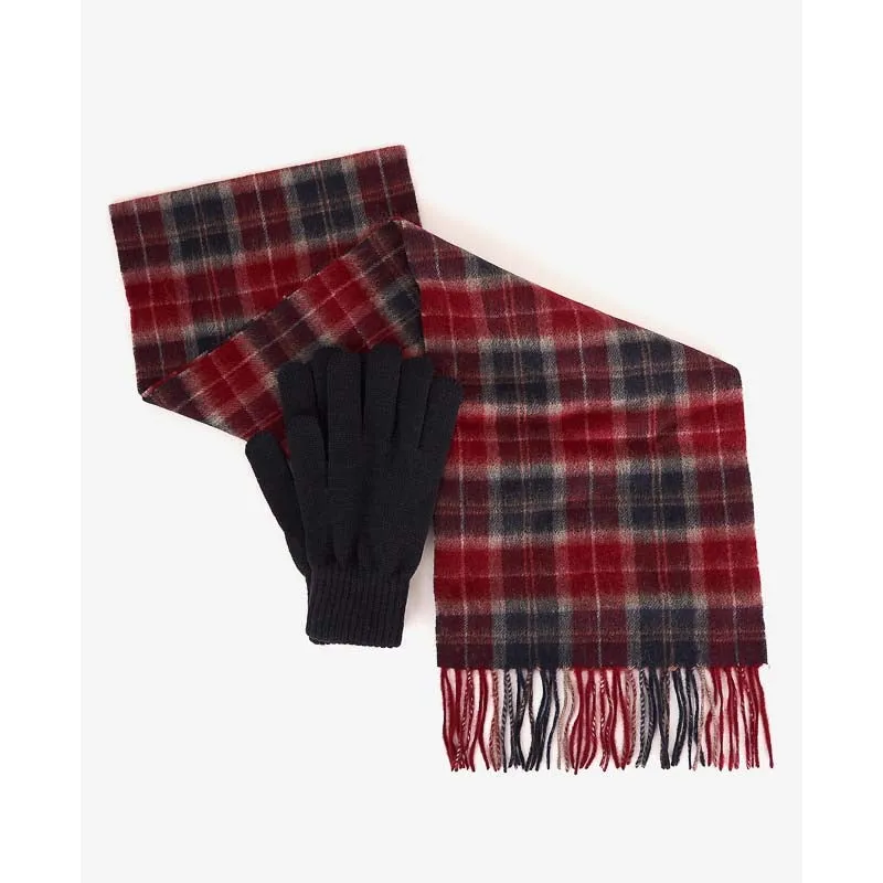 Barbour Tartan Scarf & Glove Gift Set - Cranberry