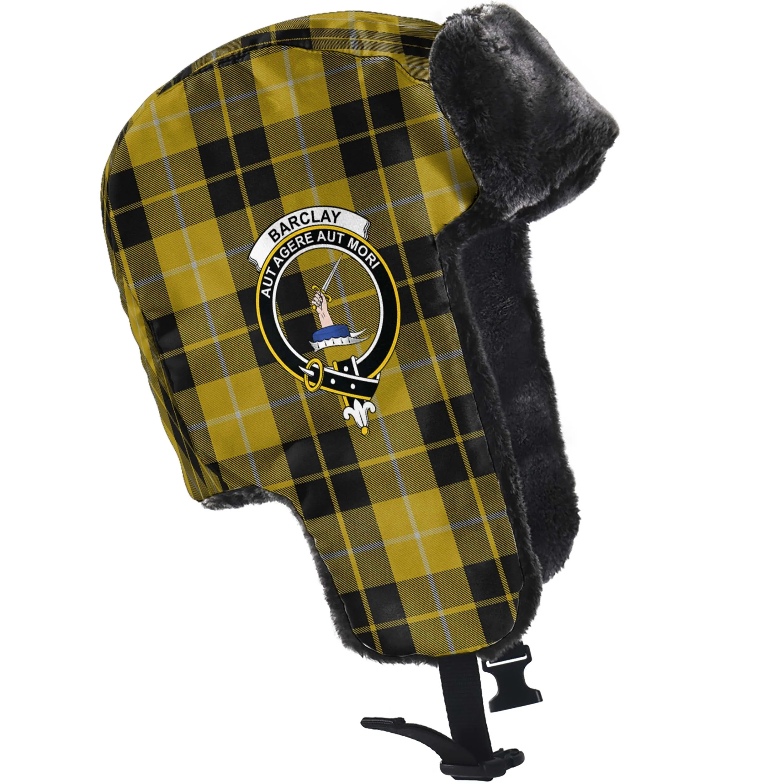 Barclay Dress Tartan Winter Trapper Hat with Family Crest