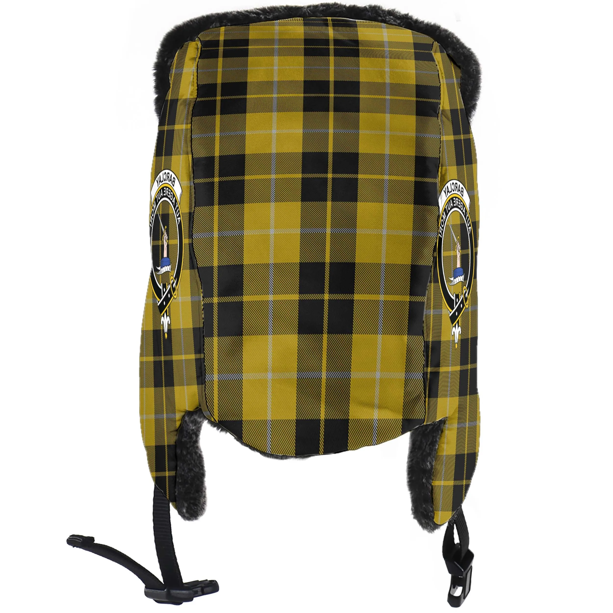 Barclay Dress Tartan Winter Trapper Hat with Family Crest