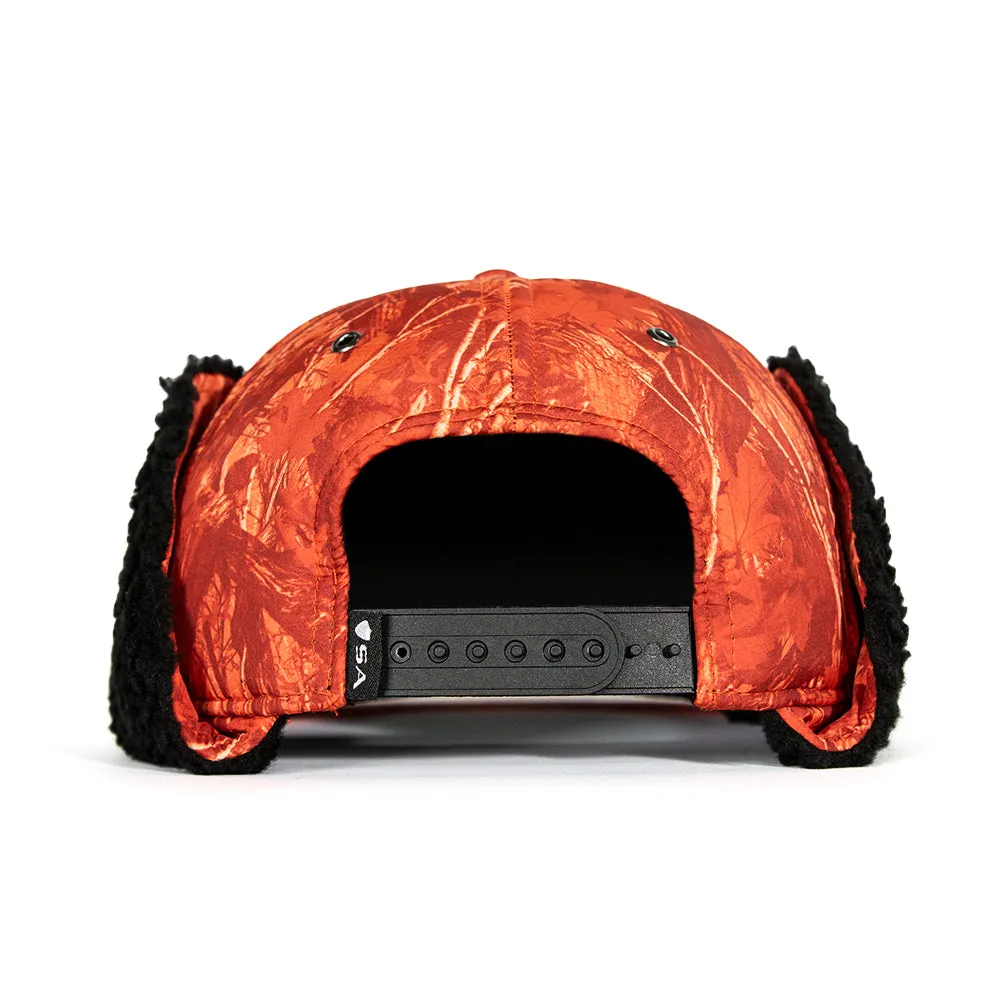 Billed Trapper Hat | Hi Vis Orange Forest Camo