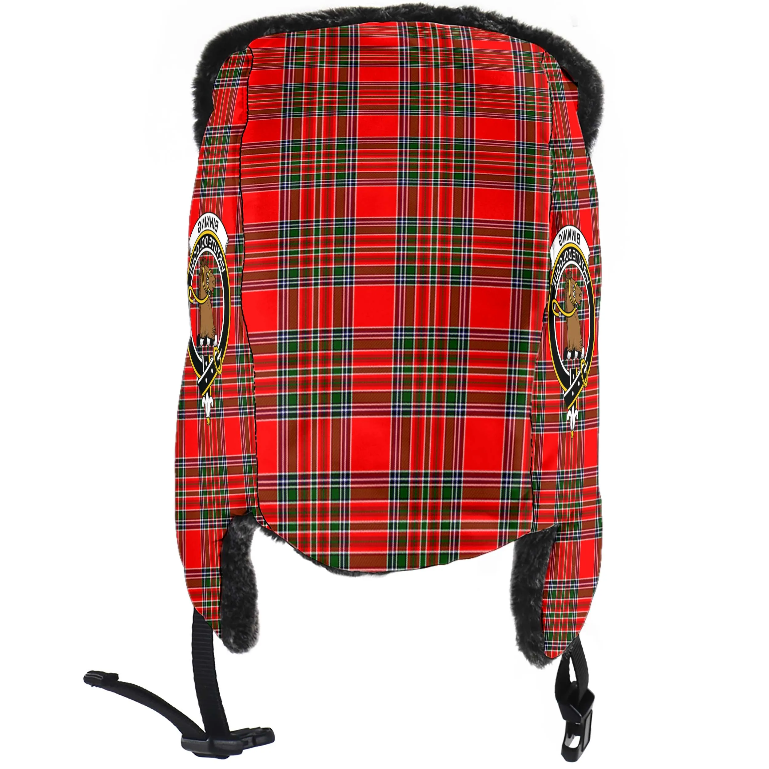 Binning Tartan Winter Trapper Hat with Family Crest