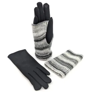 Black Ginger Snowy Charcoal Multi Striped Two in One Gloves - 800-612