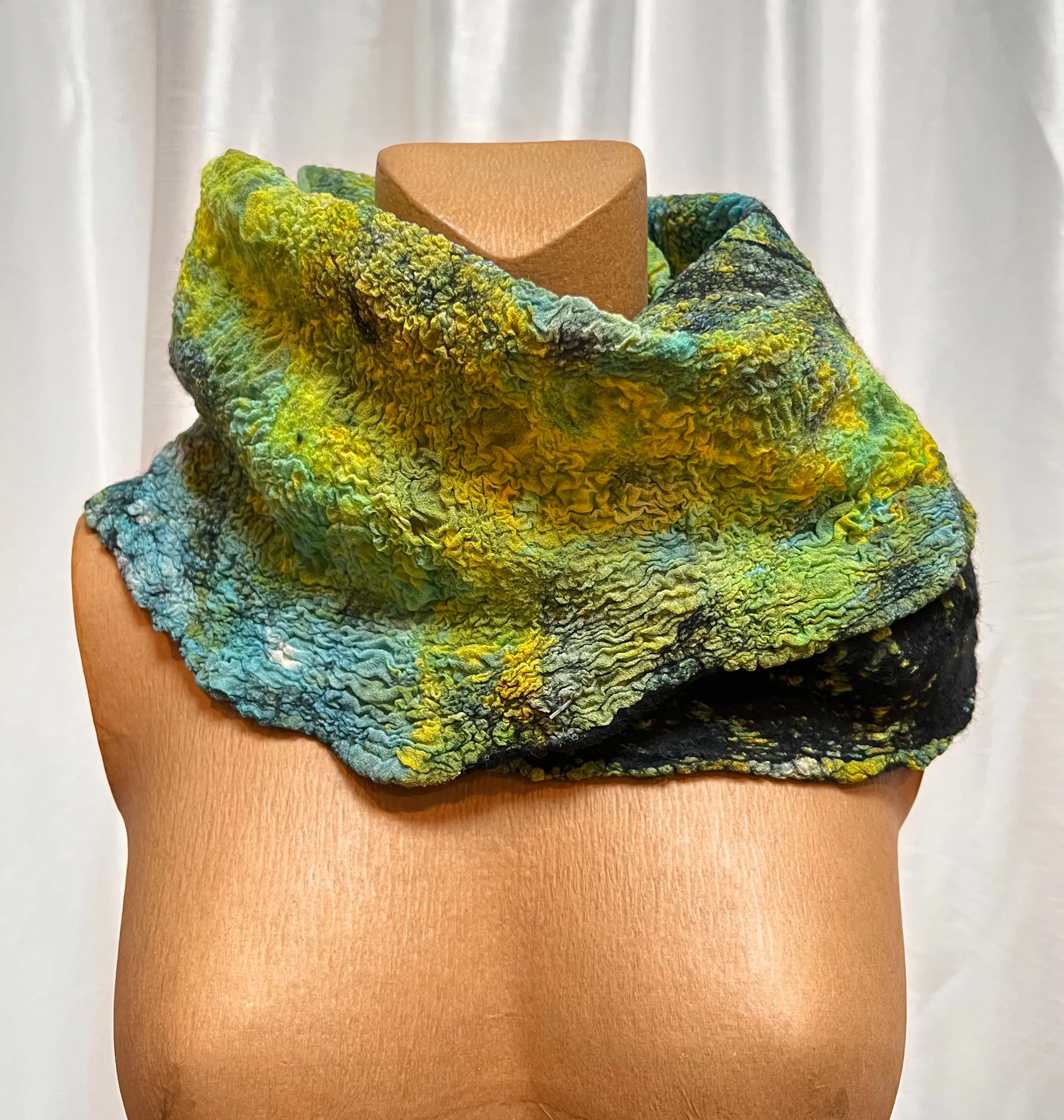 BlckBts Green and Blue Cowl Neck Scarf