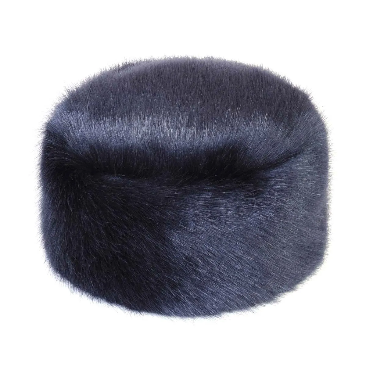 Blue Midnight Faux Fur Pillbox Hat