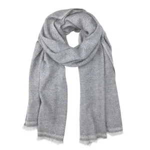 Cashmere Scarf | Gray Herringbone