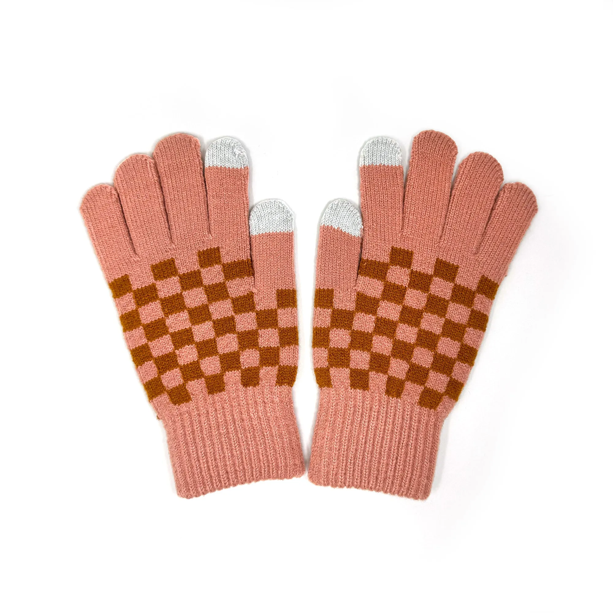 Checkerboard Touchscreen Gloves – Unisex Winter Accessories for Warmth and Style