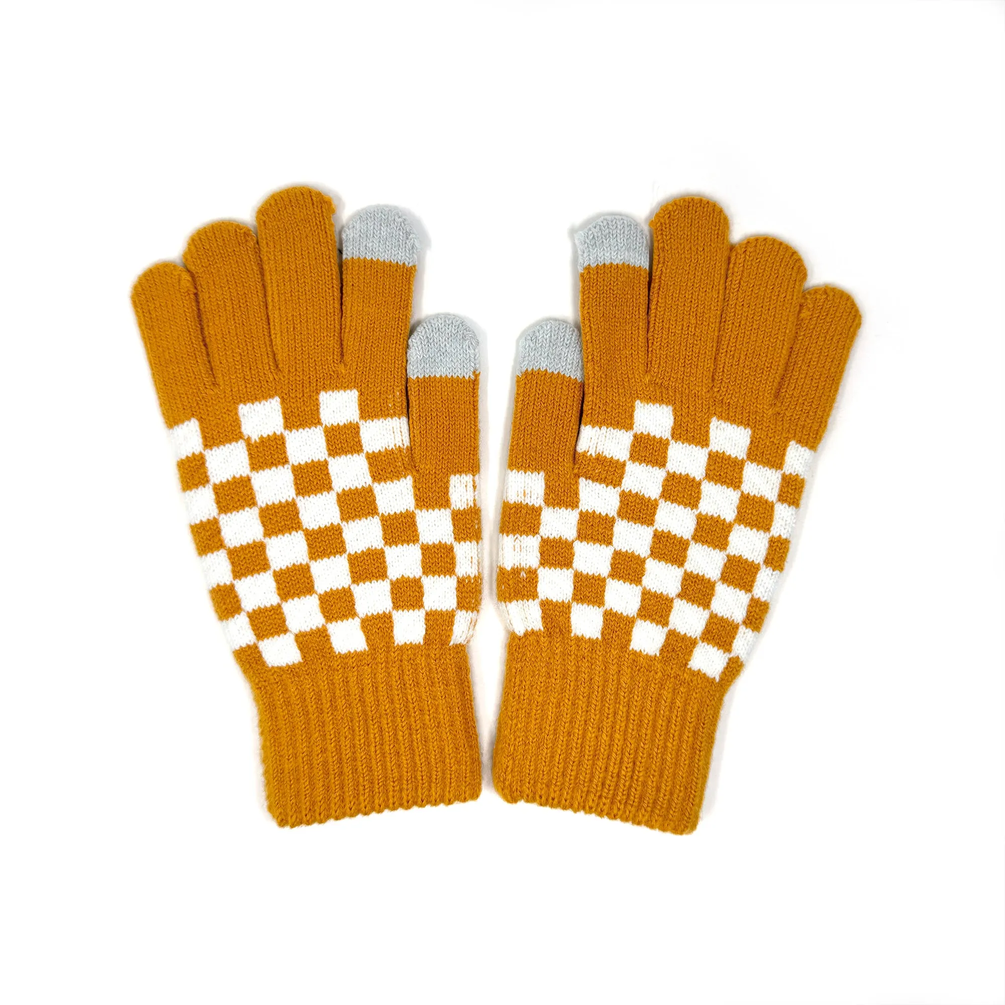 Checkerboard Touchscreen Gloves – Unisex Winter Accessories for Warmth and Style