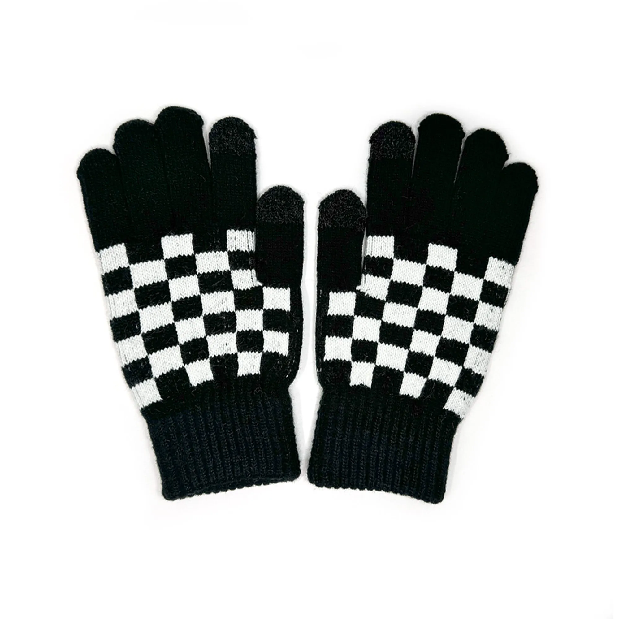 Checkerboard Touchscreen Gloves – Unisex Winter Accessories for Warmth and Style