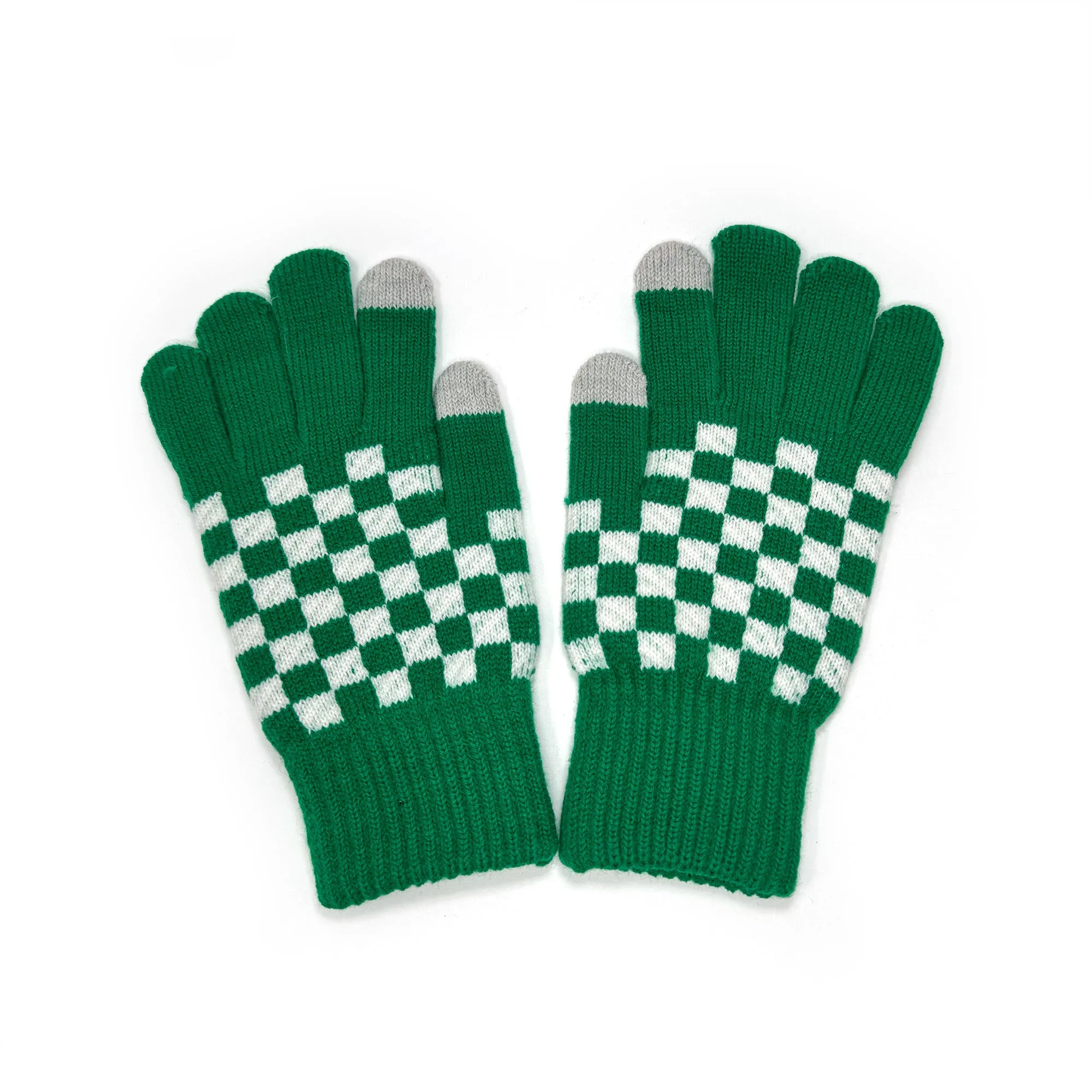 Checkerboard Touchscreen Gloves – Unisex Winter Accessories for Warmth and Style