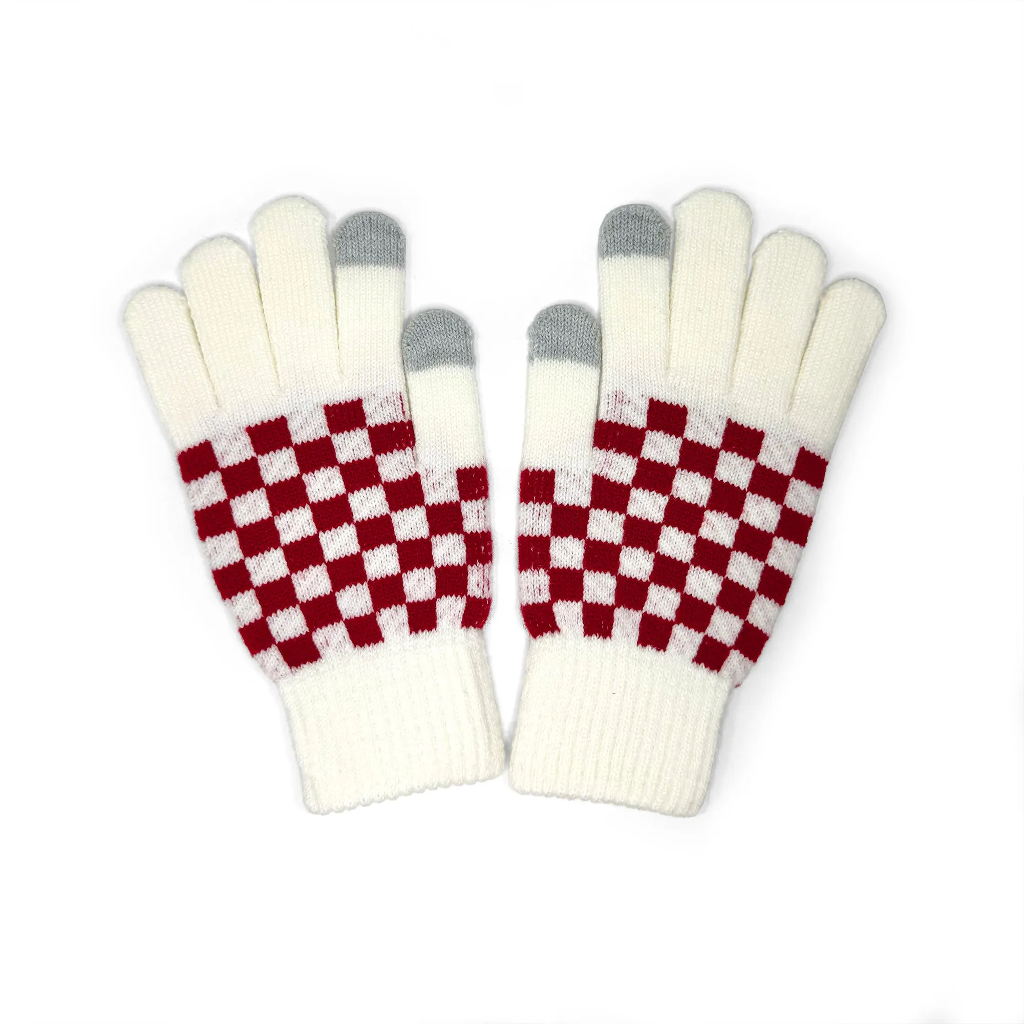 Checkerboard Touchscreen Gloves – Unisex Winter Accessories for Warmth and Style