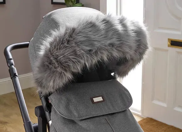 Clair De Lune Universal Pushchair Faux Fur Hood Trim Grey Squirrel