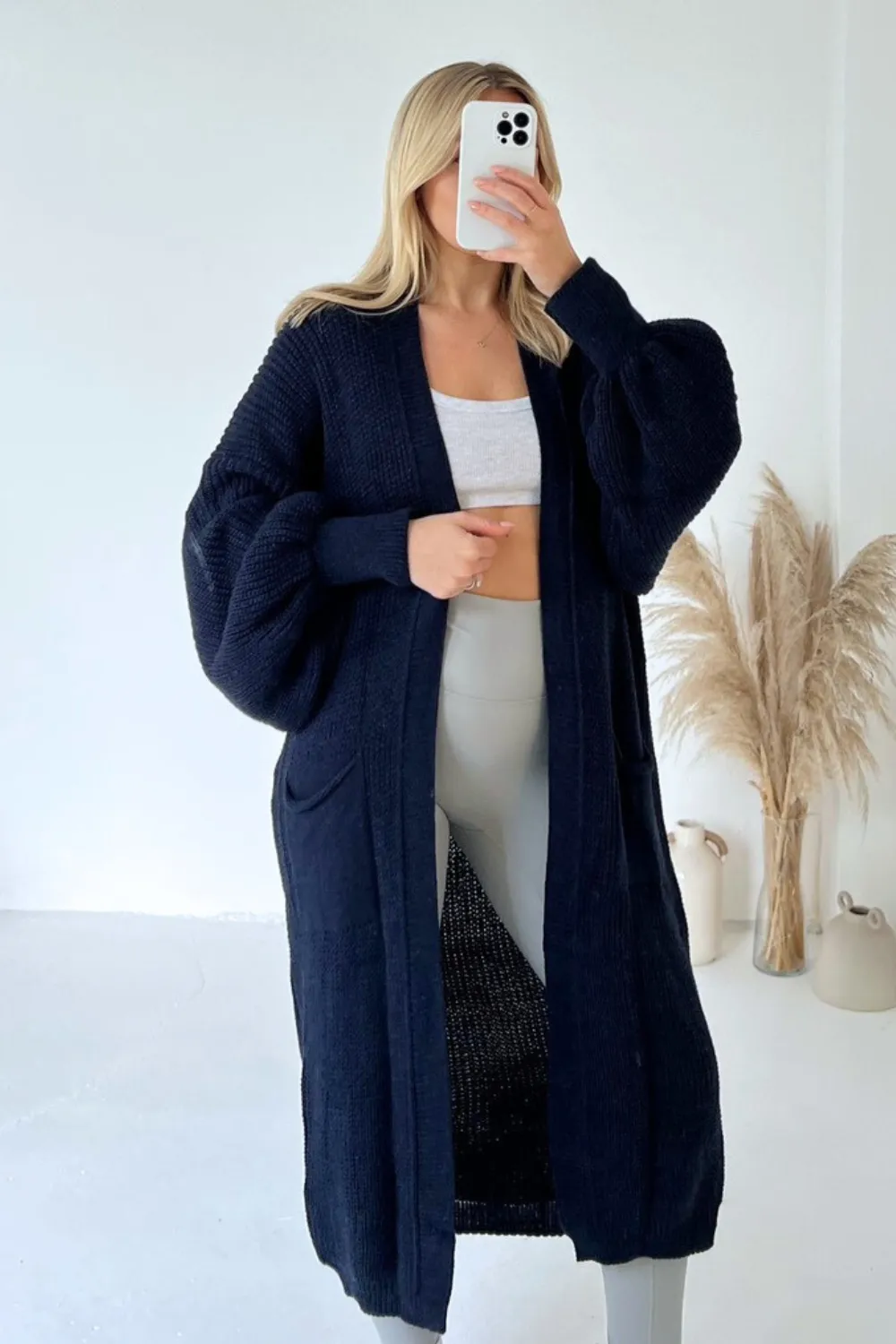 Daisy navy long knit cardigan