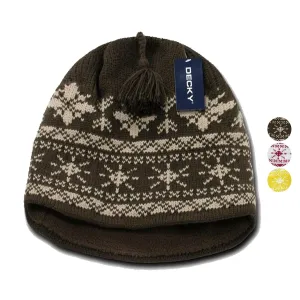 Decky Nordic Style Beanies Snowflake Pom Knit Snowboard Hats Caps Warm Winter