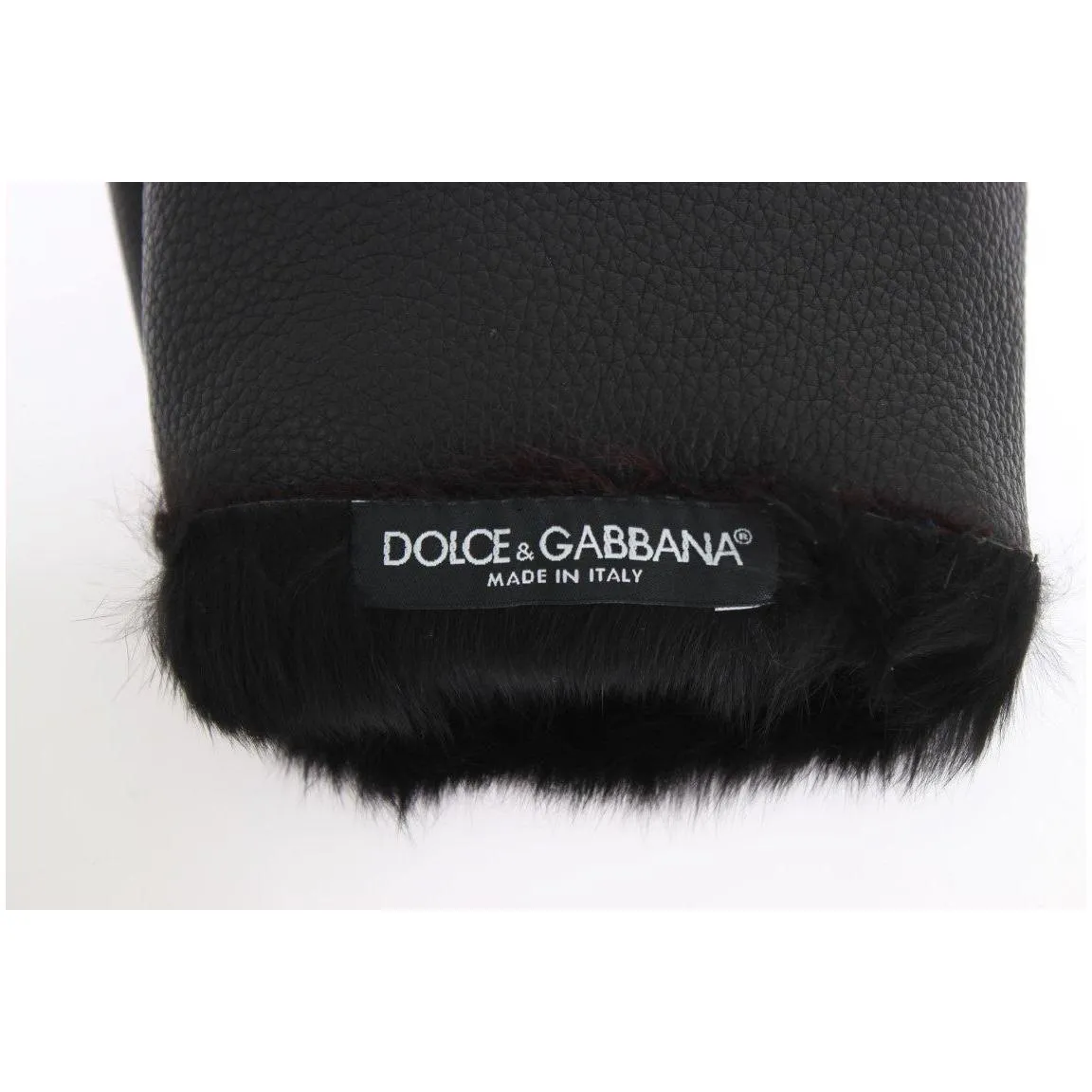 Dolce & Gabbana Elegant Black & Bordeaux Leather Gloves