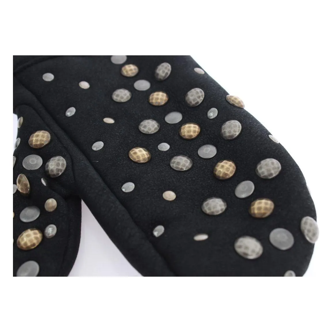 Dolce & Gabbana Elegant Studded Gray Wool Gloves