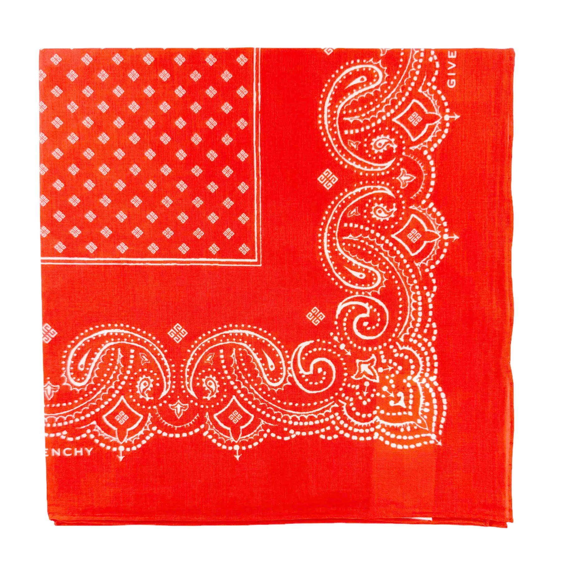 Givenchy Small Scarf Orange Paisley - Cotton Square Bandana FINAL SALE