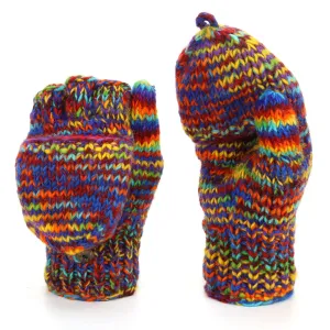 Hand Knitted Wool Shooter Gloves - SD Rainbow