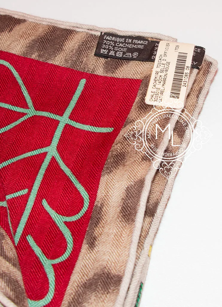 Hermes "Selle d'Officier en Grande Tenue" Naturel Cashmere 140 GM Shawl Scarf