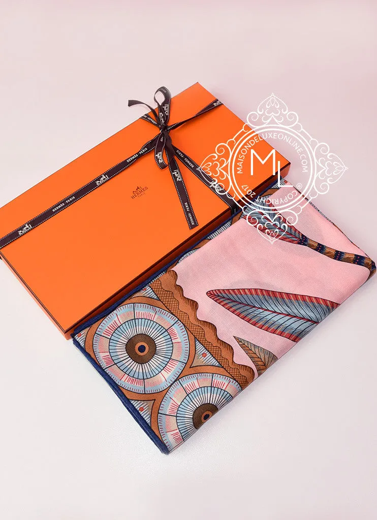 Hermes "The Savana Dance" Pink Cashmere 140 GM Shawl Scarf