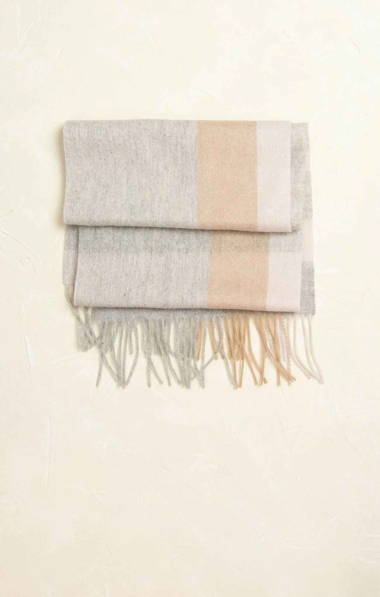 Isla Neutral Stripe Wool Scarf