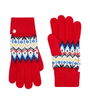 Joules | Shetland Fair Isle Gloves | Women's | Red