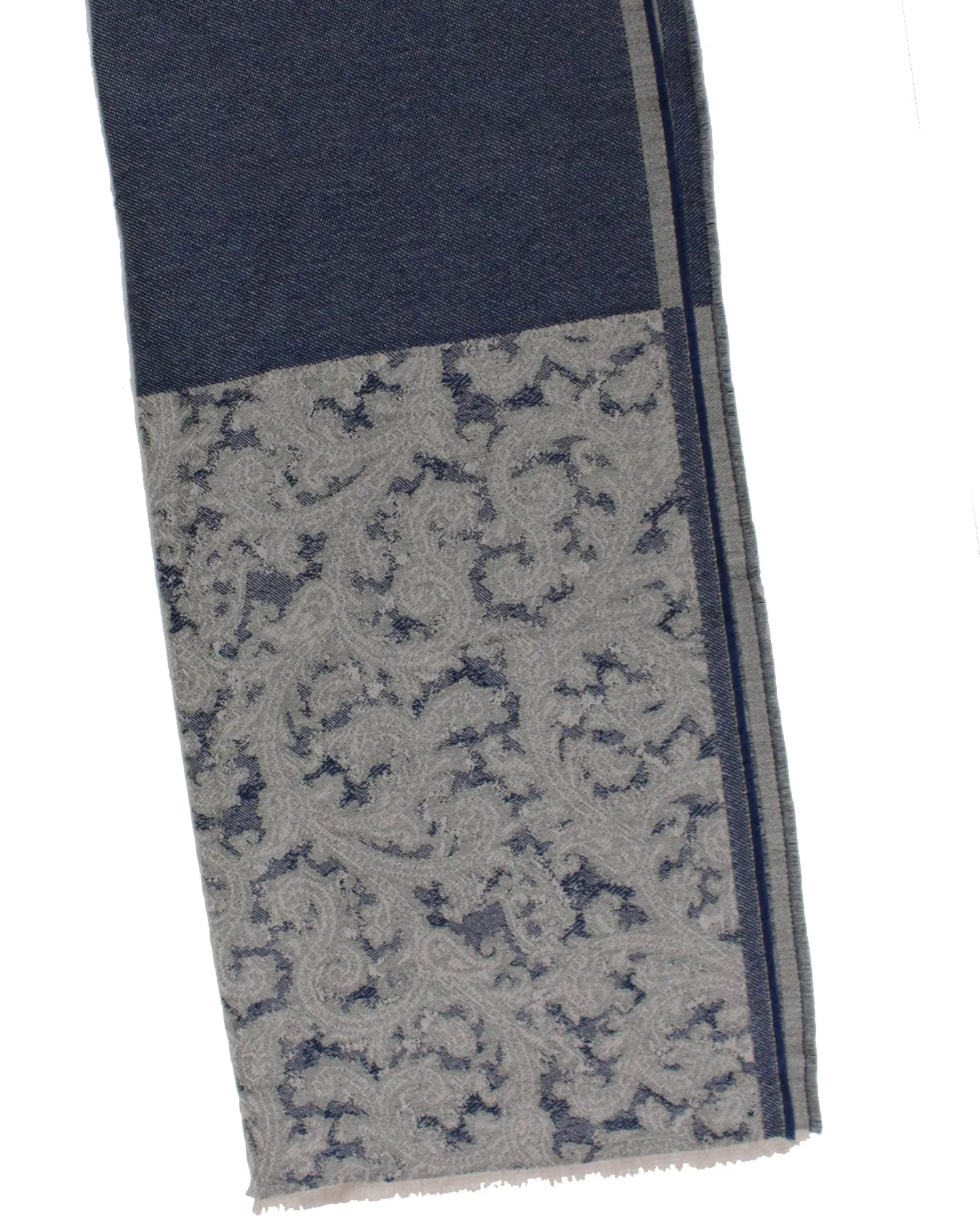 Kiton Scarf Dark Blue Gray - Cashmere Wool Silk Men Shawl