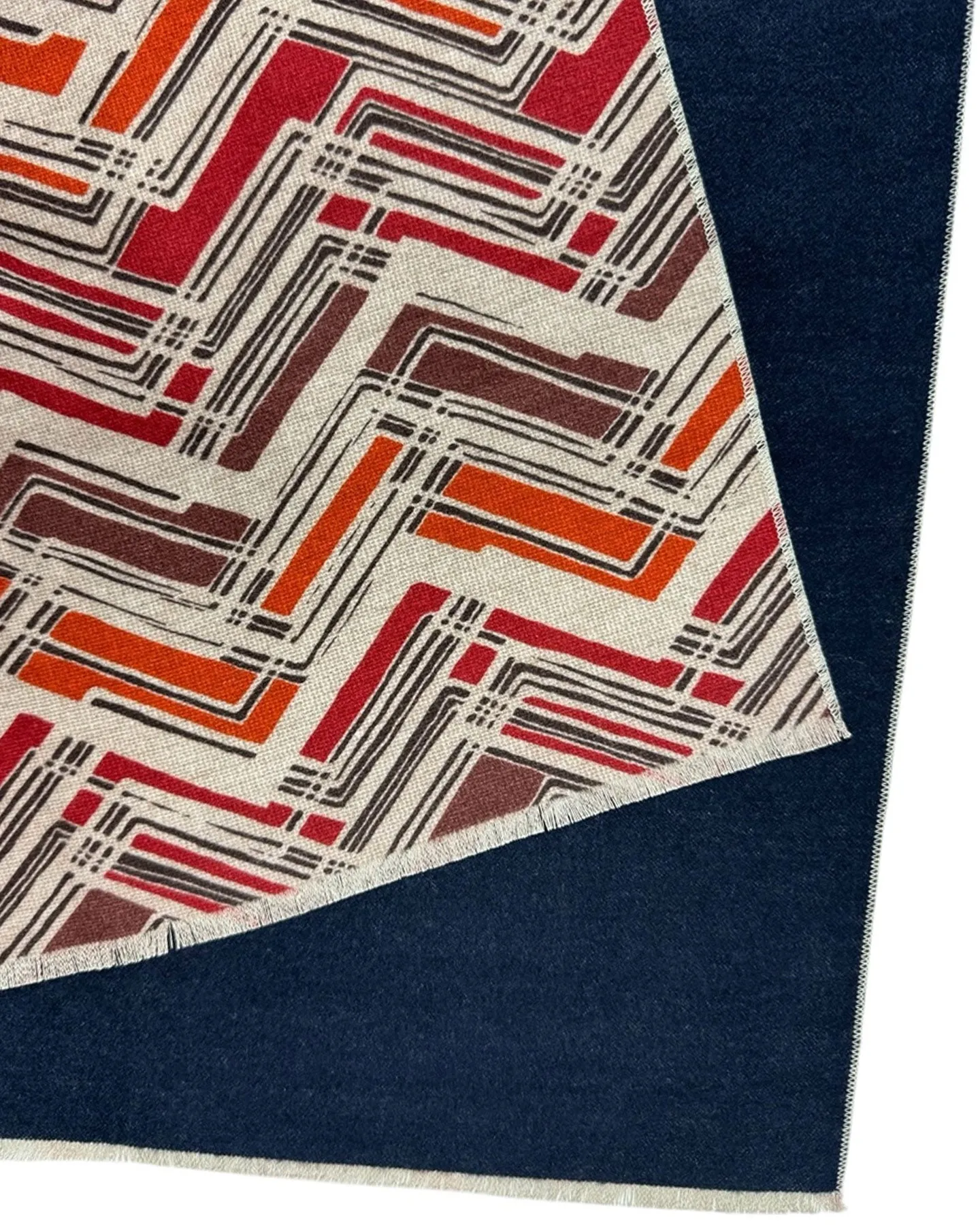 Kiton Silk Scarf Bordeaux Gray Brown Orange Design