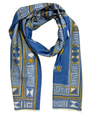 Kiton Silk Scarf Men Collection Blue Orange Design SALE