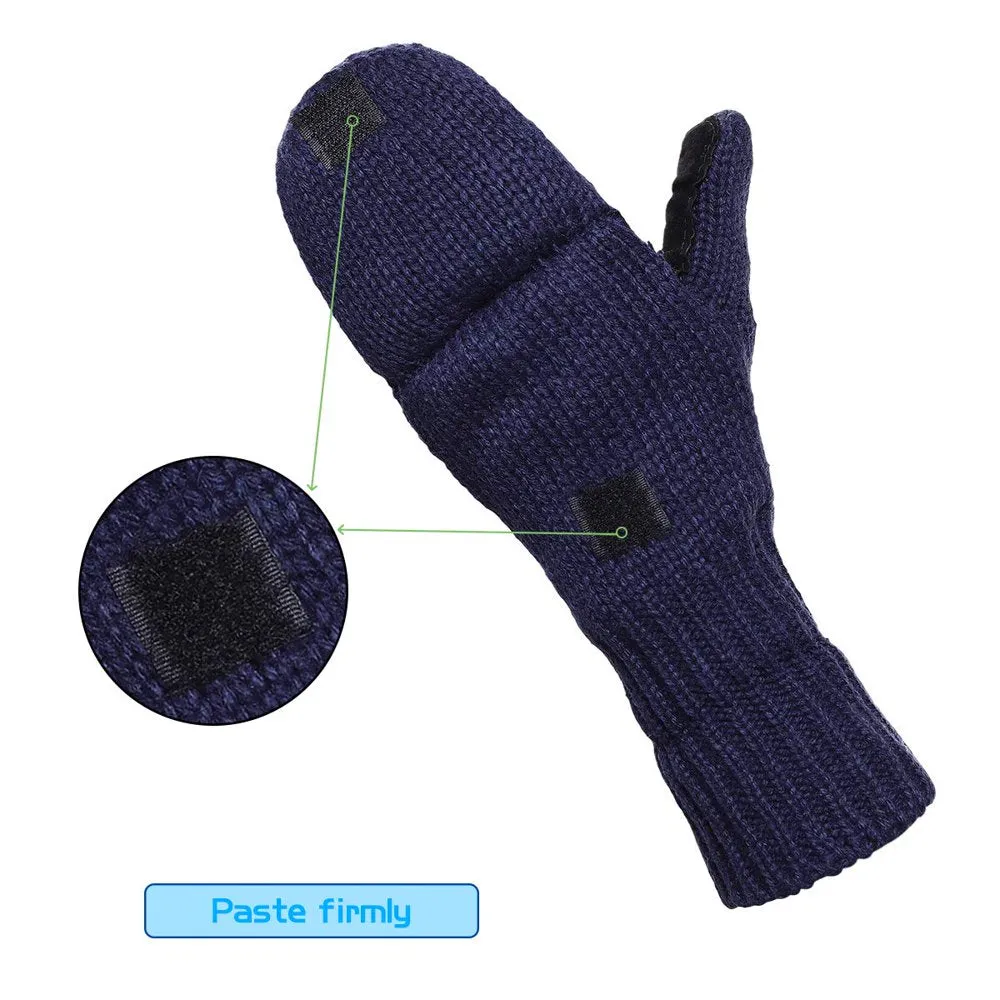 Knitted Convertible Wool Fingerless Gloves