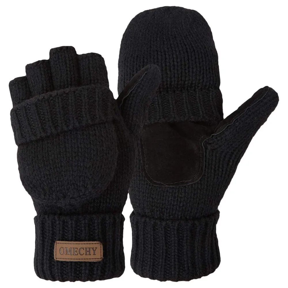 Knitted Convertible Wool Fingerless Gloves