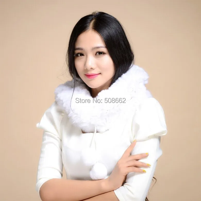 Ladies Winter Hats Knitted Real REX Rabbit Fur Hat Beanie Fur Cap Double-used Fur Scarf Pompom Decoration Winter Hat Snow Hats for Women FS14608