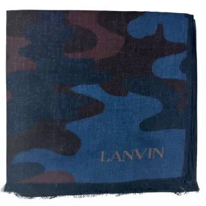 Lanvin Scarf Midnight Blue Brown Camo - Cashmere Modal Shawl