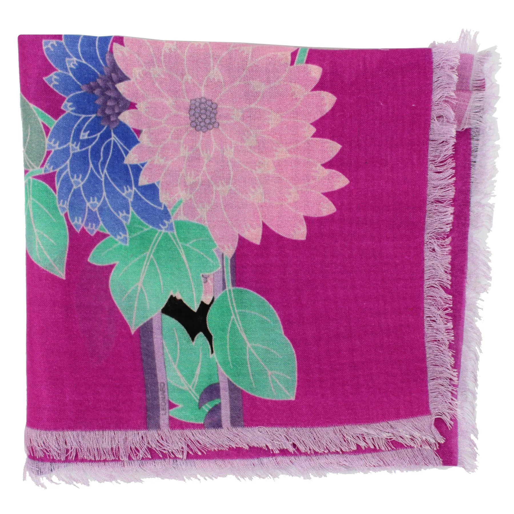 Leonard Paris Scarf Magenta Floral - Cashmere Silk Shawl SALE