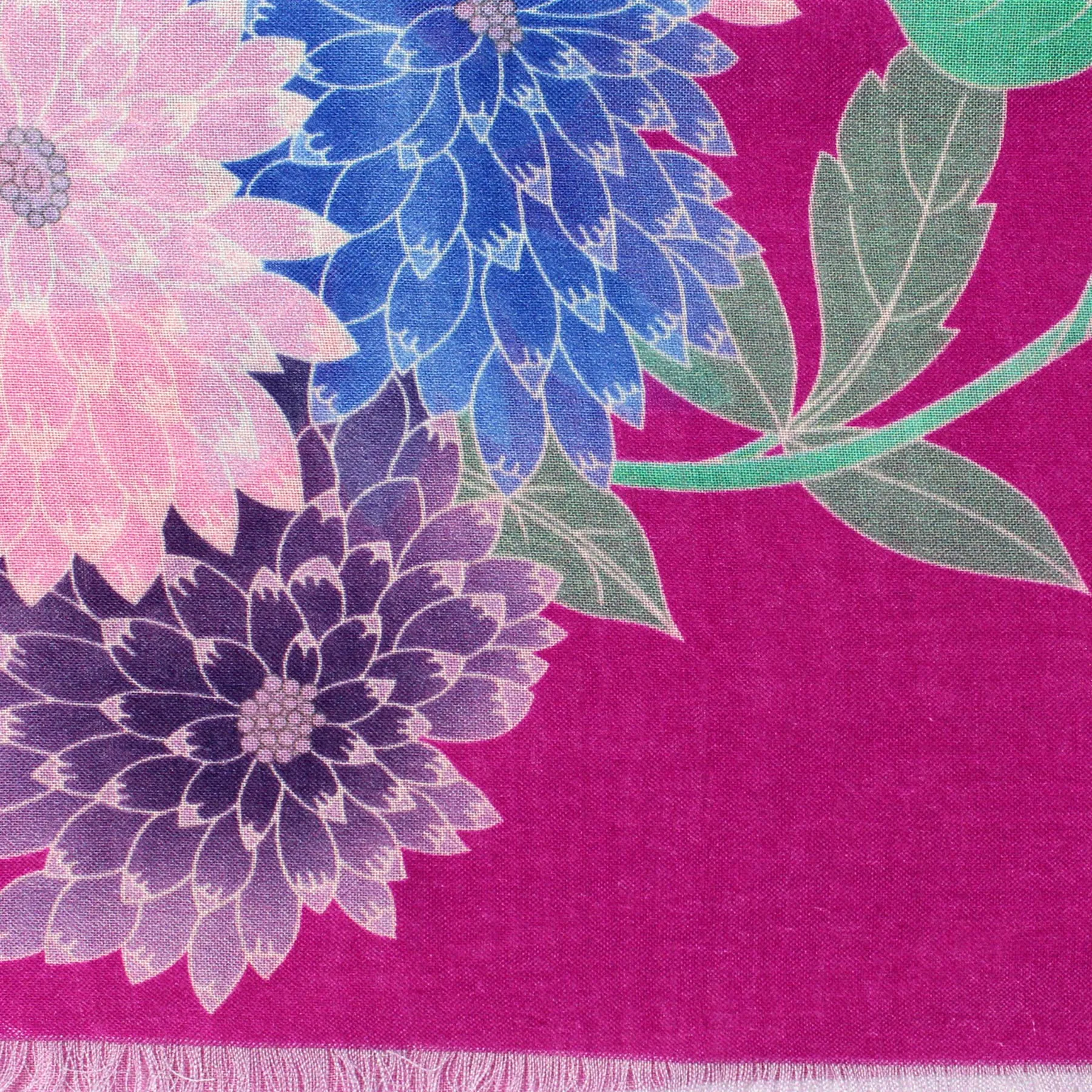 Leonard Paris Scarf Magenta Floral - Cashmere Silk Shawl SALE