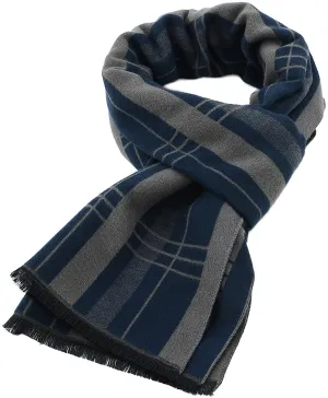 Mens Winter Warm Cashmere Scarf Plaid Tassel Scarf for Men Soft Long Cotton Scarves