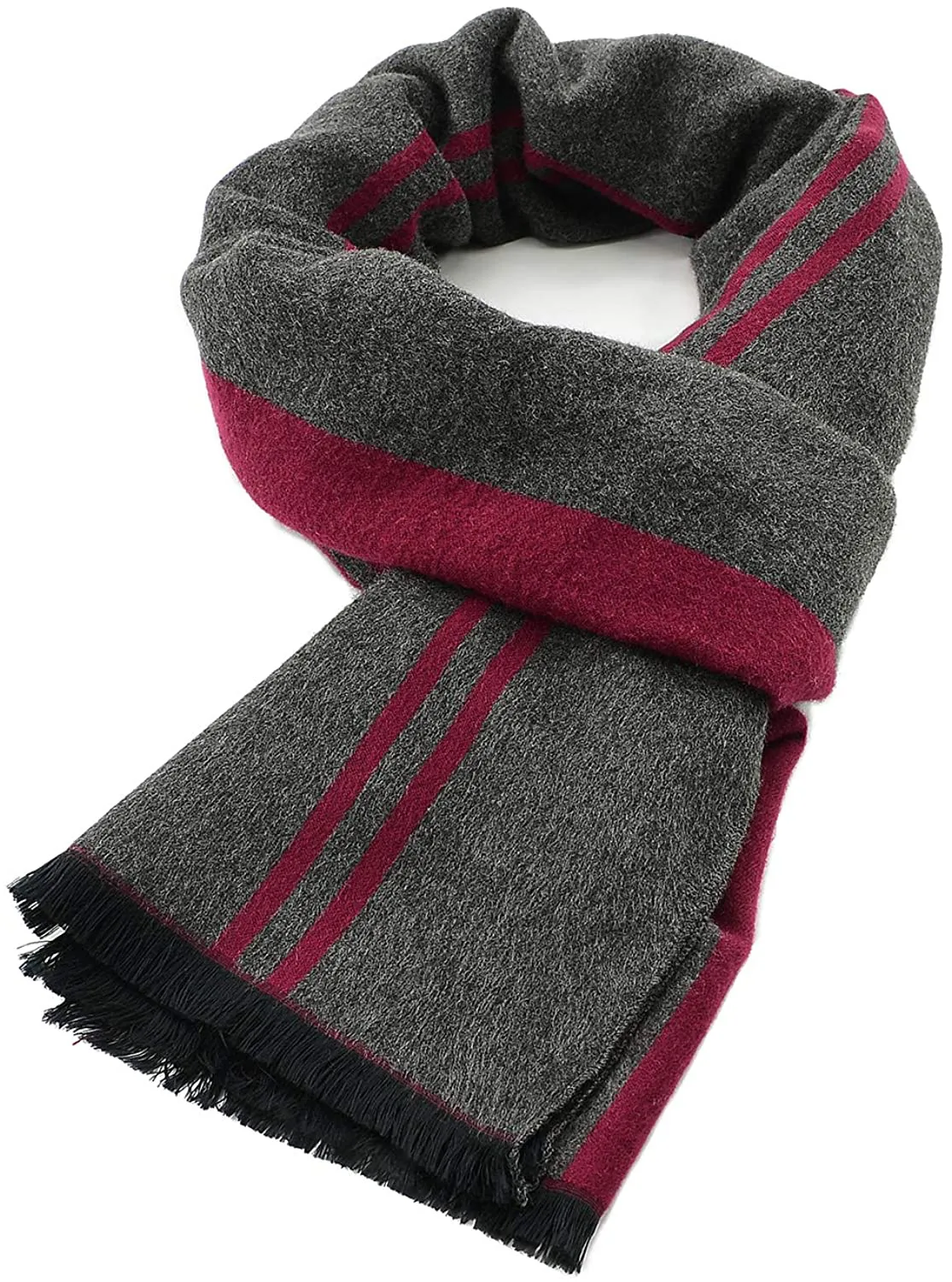 Mens Winter Warm Cashmere Scarf Plaid Tassel Scarf for Men Soft Long Cotton Scarves