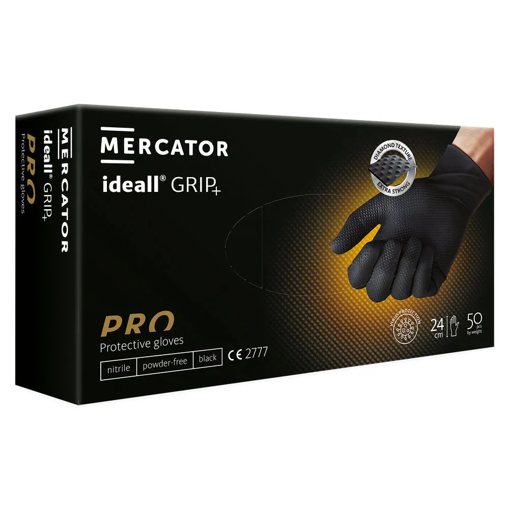 Mercator Ideall Grip Multi Use Black Nitrile Gloves