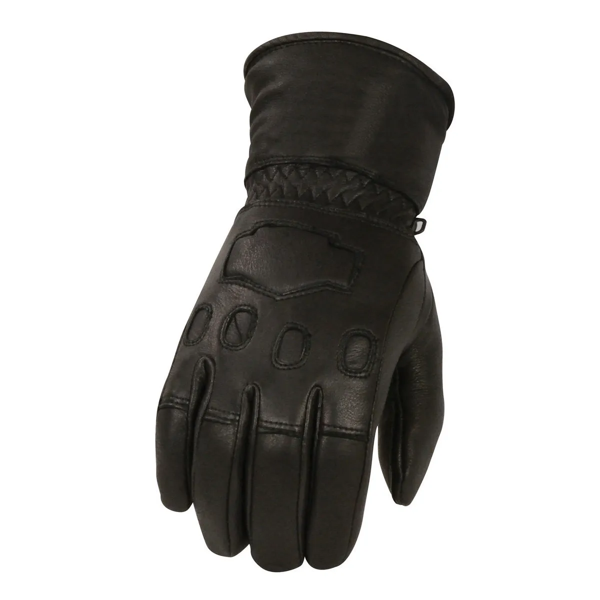 Milwaukee Leather G034 Men's Black Deerskin Leather Thermal Lined Gauntlet Gloves