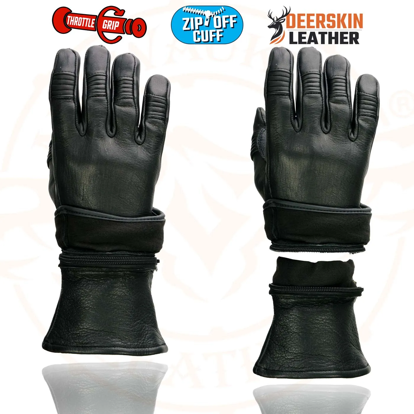 Milwaukee Leather SH870 Women's Black Deerskin Leather Gauntlet Gloves with Gel Palm